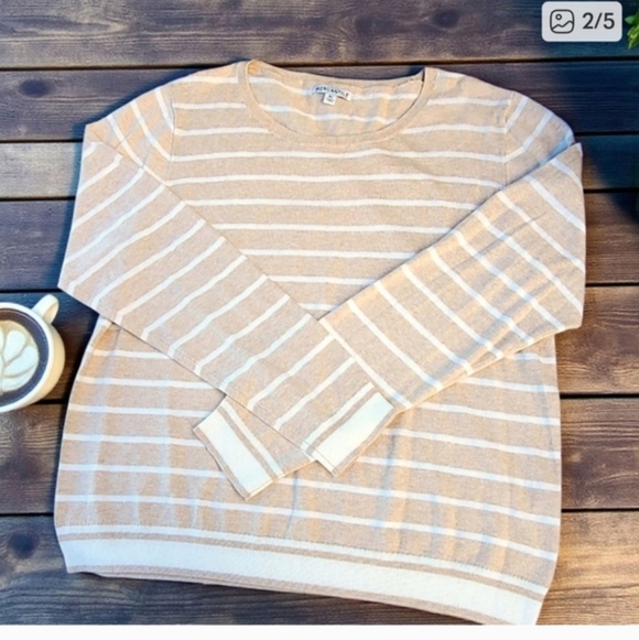 J CREW MERCENTILE STRIPED LIGHT TAN SWEATER  Xl - Picture 7 of 8